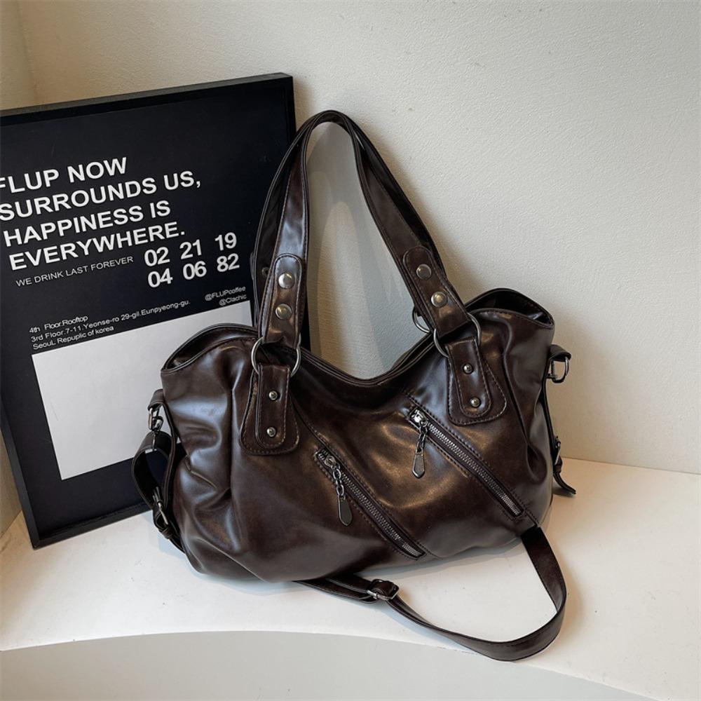 Retro Soft Shoulder Bag Large Capacity Solid Color Tote Bag Glossy PU Leather Multifunctional Handbag Women
Retro Soft Shoulder Bag Large Capacity Solid Color Tote Bag Glossy PU Leather Multifunctional Handbag Women