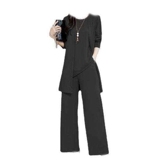 3Pcs/Set O-neck Sleeveless Lady Outfit Irregular Hem Elastic Waistband Pockets Vest Top Wide Leg Pants Mid-length Coat Set 4XL чорний
3Pcs/Set O-neck Sleeveless Lady Outfit Irregular Hem Elastic Waistband Pockets Vest Top Wide Leg Pants Mid-length Coat Set 4XL чорний