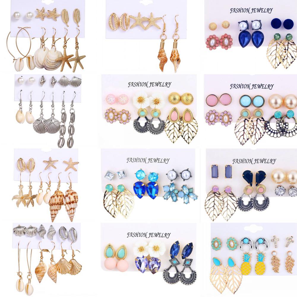 Мода Морская звезда Ракушка Лист Жемчужные серьги Набор Ювелирные изделия Подарок для богемных женщин Девушка 
Мода Морская звезда Ракушка Лист Жемчужные серьги Набор Ювелирные изделия Подарок для богемных женщин Девушка