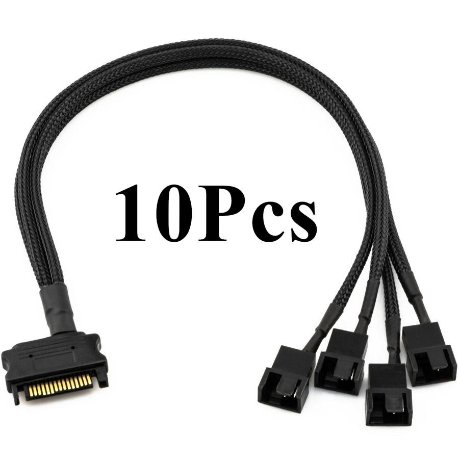5 pcs 15-pin SATA power cable for 4 12V fans with braid, length 11 inches/27 cm
5 pcs 15-pin SATA power cable for 4 12V fans with braid, length 11 inches/27 cm
