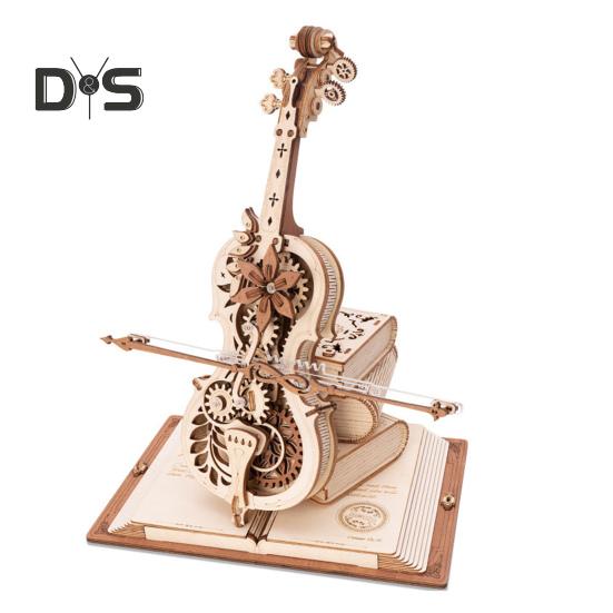 1 набор 3D-головоломка, модель виолончели, для детей и взрослых, деревянная скрипичная музыкальная шкатулка, резьба по дереву, виолончель, книга-головоломка, строительная игрушка, украшение для домашнего офиса и рабочего стола violin