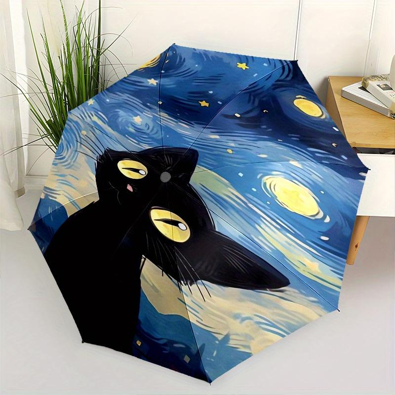 Black Cat, Starry Night Automatic Folding Umbrella 8 Ribs, Durable Iron Frame, Bright Color Pattern Compact Travel Umbrella, Suitable for O
Black Cat, Starry Night Automatic Folding Umbrella 8 Ribs, Durable Iron Frame, Bright Color Pattern Compact Travel Umbrella, Suitable for O
