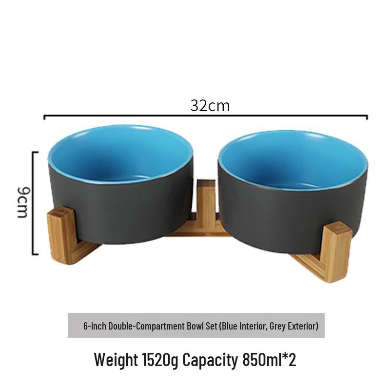 Ru Han Ceramic Double Pet Bowl Set with Wooden Stand
Ru Han Ceramic Double Pet Bowl Set with Wooden Stand