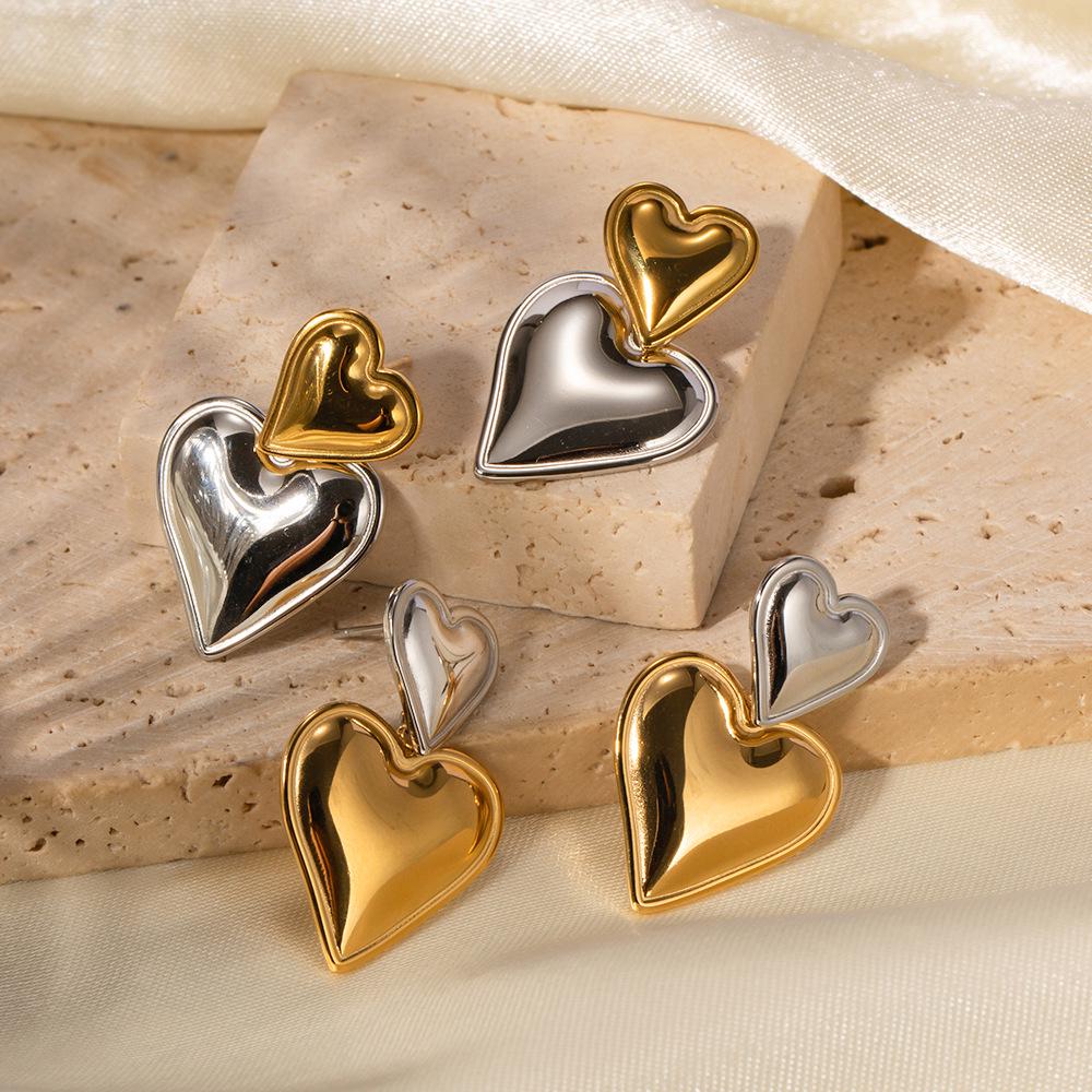 INS Style 18K Gold Stainless Steel Heart Earrings - Gold & Silver Two-Tone Women s Jewelry
INS Style 18K Gold Stainless Steel Heart Earrings - Gold & Silver Two-Tone Women s Jewelry