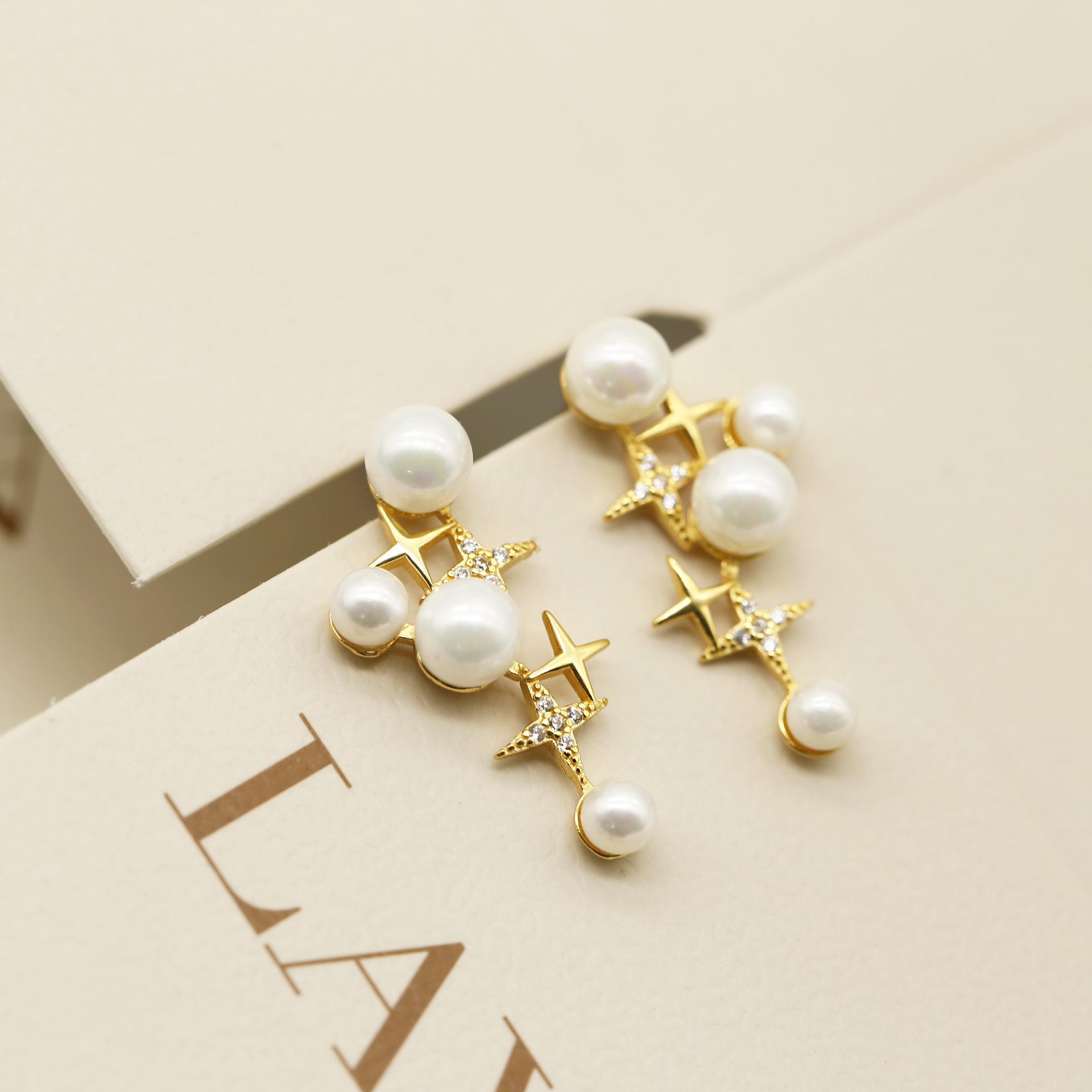Gold Plated Sterling Silver Star Pearl Stud Earrings - Elegant Fragrant Style Jewelry Silver 925
Gold Plated Sterling Silver Star Pearl Stud Earrings - Elegant Fragrant Style Jewelry Silver 925