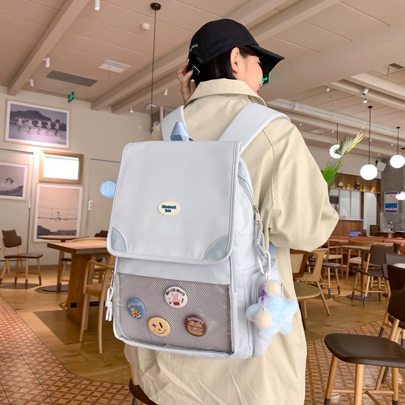 Small fresh color big cover student schoolbag women s spring summer new transparent pocket large capacity backpack
Small fresh color big cover student schoolbag women s spring summer new transparent pocket large capacity backpack