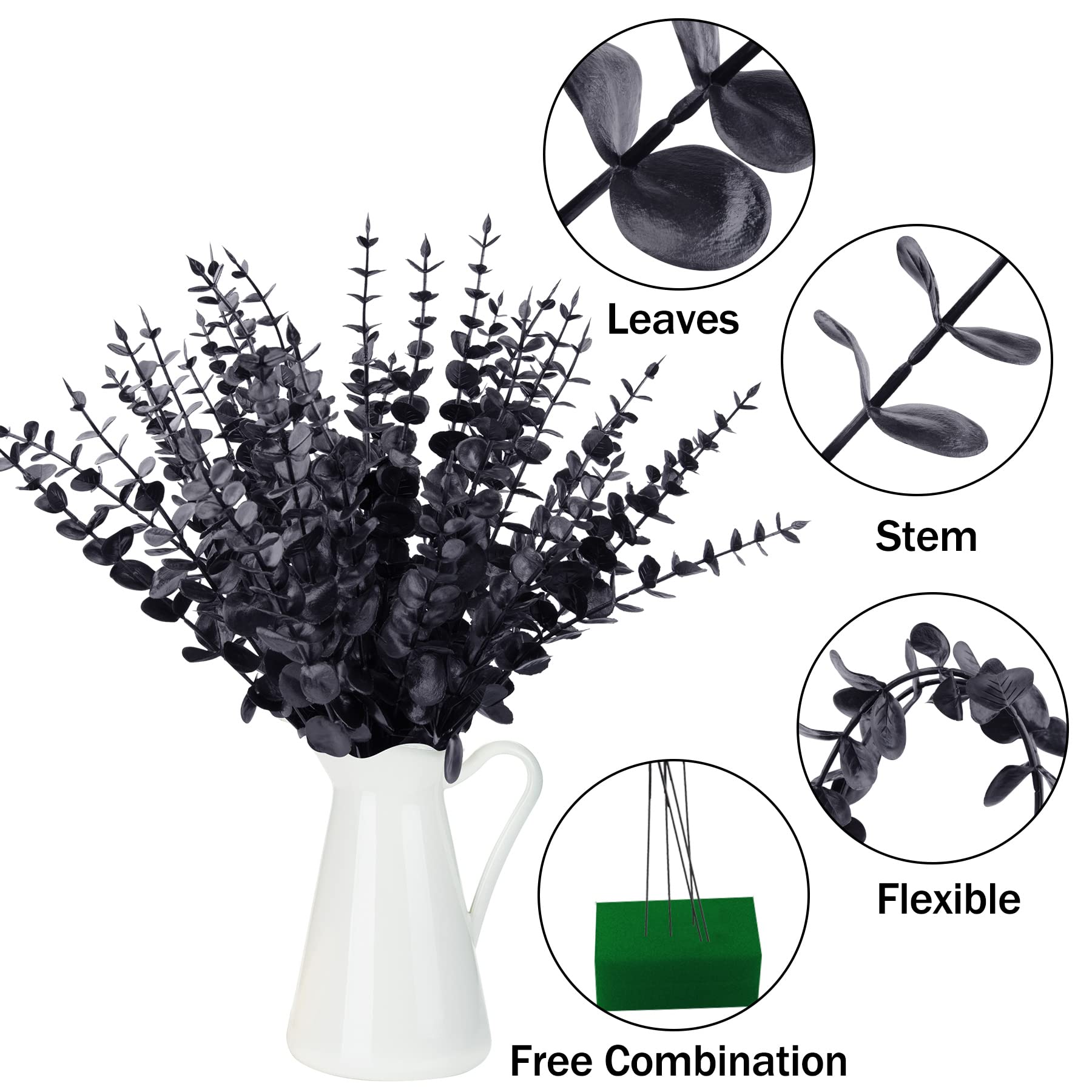 10Pcs Artificial Eucalyptus Stems Plastic Faux Plant Home Office Wedding Party Decor Black
10Pcs Artificial Eucalyptus Stems Plastic Faux Plant Home Office Wedding Party Decor Black
