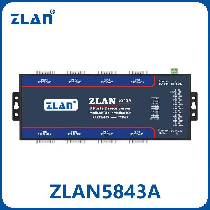 ZLAN 8-Port RS232/485 to Ethernet Serial Server
ZLAN 8-Port RS232/485 to Ethernet Serial Server