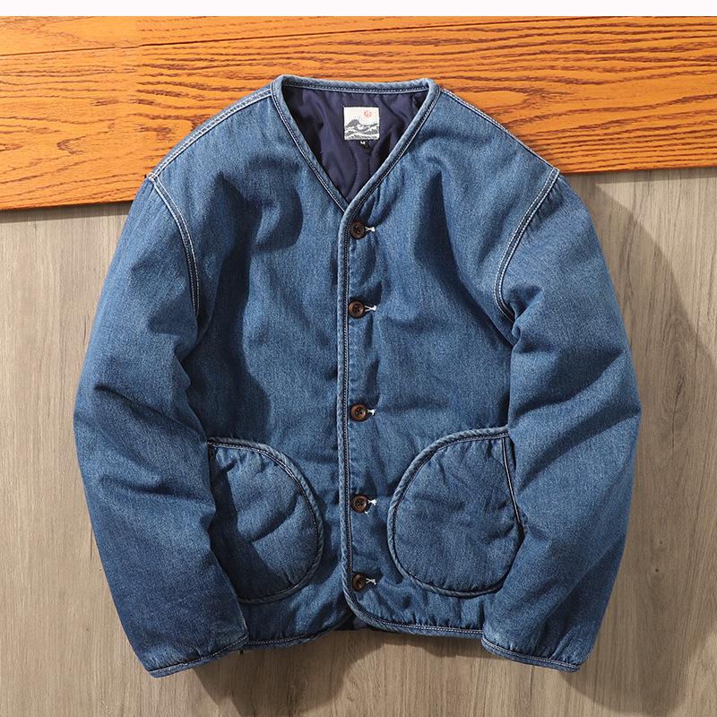 Men s Quilted Cotton Denim Jacket: Collarless, Padded, Washed Workwear for Autumn/Winter 3XL синий
Men s Quilted Cotton Denim Jacket: Collarless, Padded, Washed Workwear for Autumn/Winter 3XL синий