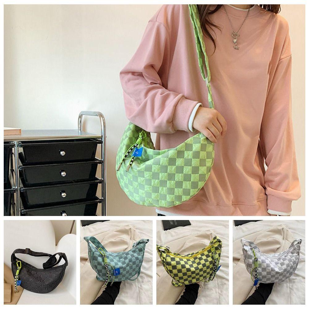 Grid Plaid Crossbody Shoulder Bag Dumpling Shape Half Moon Messenger Bag Elegant Shopping
Grid Plaid Crossbody Shoulder Bag Dumpling Shape Half Moon Messenger Bag Elegant Shopping