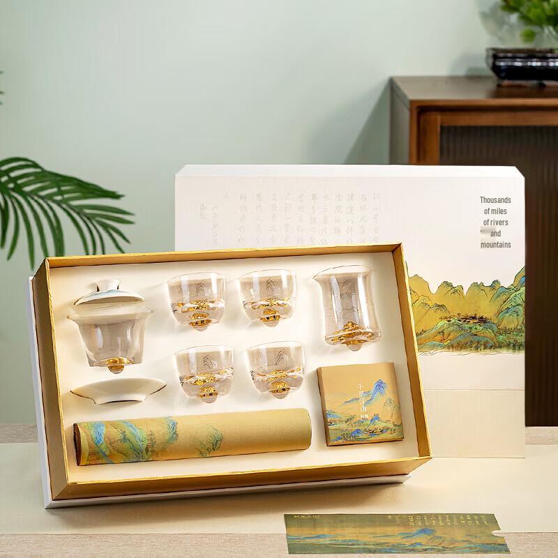 Forbidden City Thousand Li Rivers and Mountains Glass Gaiwan Tea Set
Forbidden City Thousand Li Rivers and Mountains Glass Gaiwan Tea Set