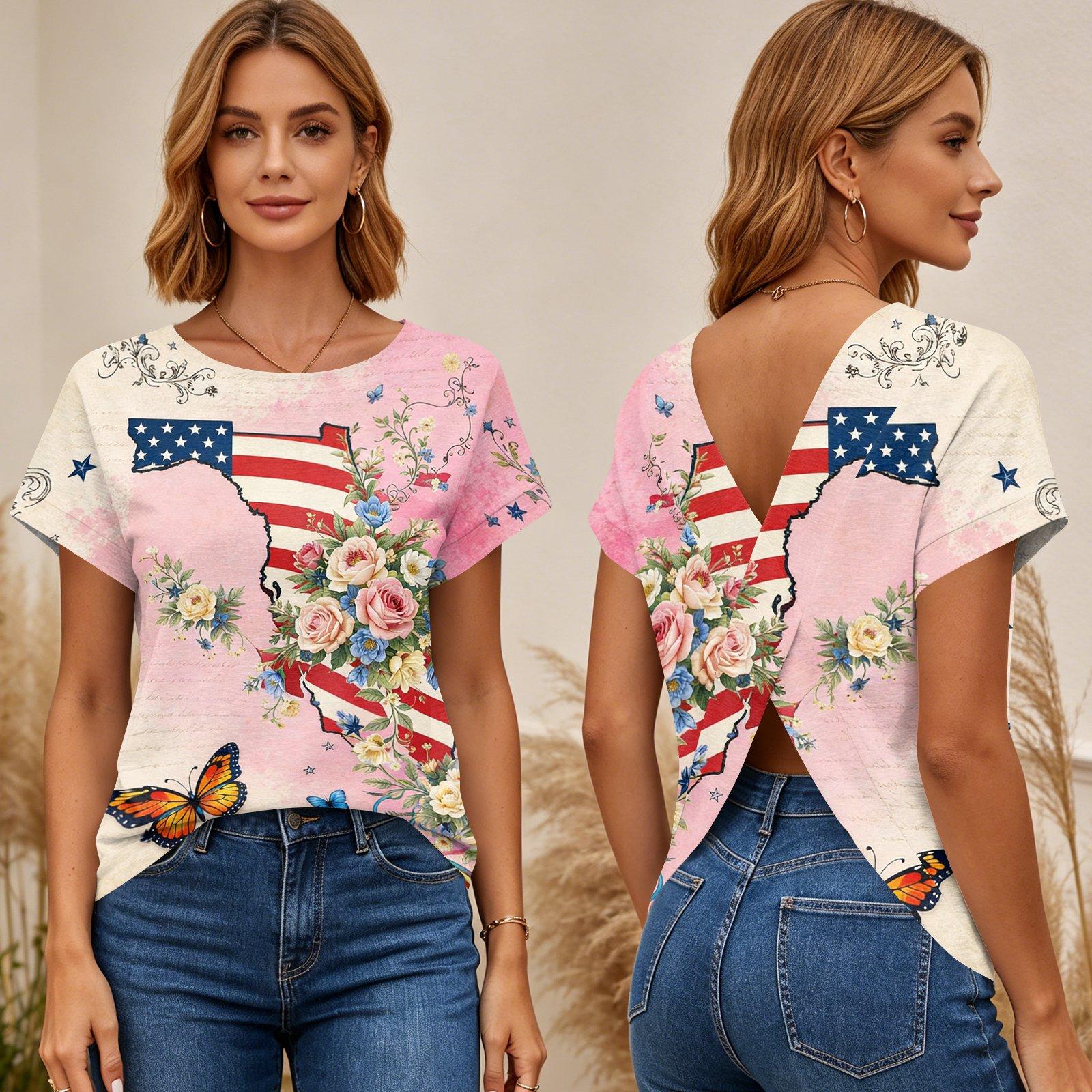 Women s Short Sleeve Cross Back T Shirt Butterfly Print Casual Summer Top Lightweight Breathable Blouse for Outdoor Activities S розовый
Women s Short Sleeve Cross Back T Shirt Butterfly Print Casual Summer Top Lightweight Breathable Blouse for Outdoor Activities S розовый