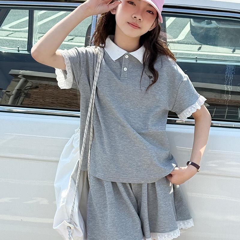 Girls Sports Outfit Kids Korean Style Lace Trim Polo Two-Piece Set Summer Fashion Clothing 160
Girls Sports Outfit Kids Korean Style Lace Trim Polo Two-Piece Set Summer Fashion Clothing 160