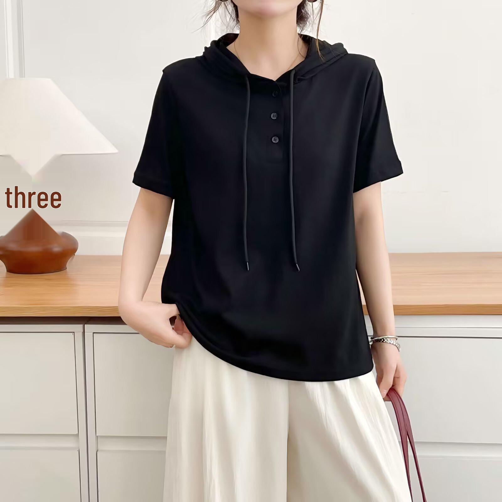 Women s 2026 Summer Hooded Three-Button Short-Sleeve Loose Fit Plus Size Casual T-shirt. XXXL
Women s 2026 Summer Hooded Three-Button Short-Sleeve Loose Fit Plus Size Casual T-shirt. XXXL