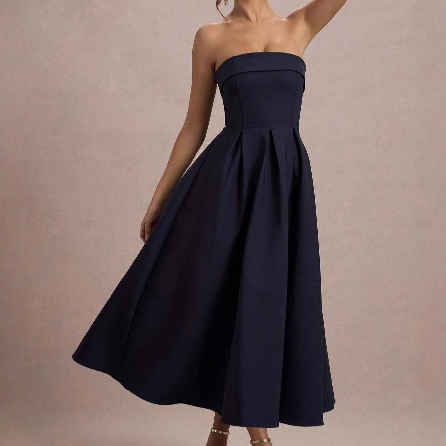 White Strapless A-Line Midi Dress with Side Pockets S темно-синий
White Strapless A-Line Midi Dress with Side Pockets S темно-синий