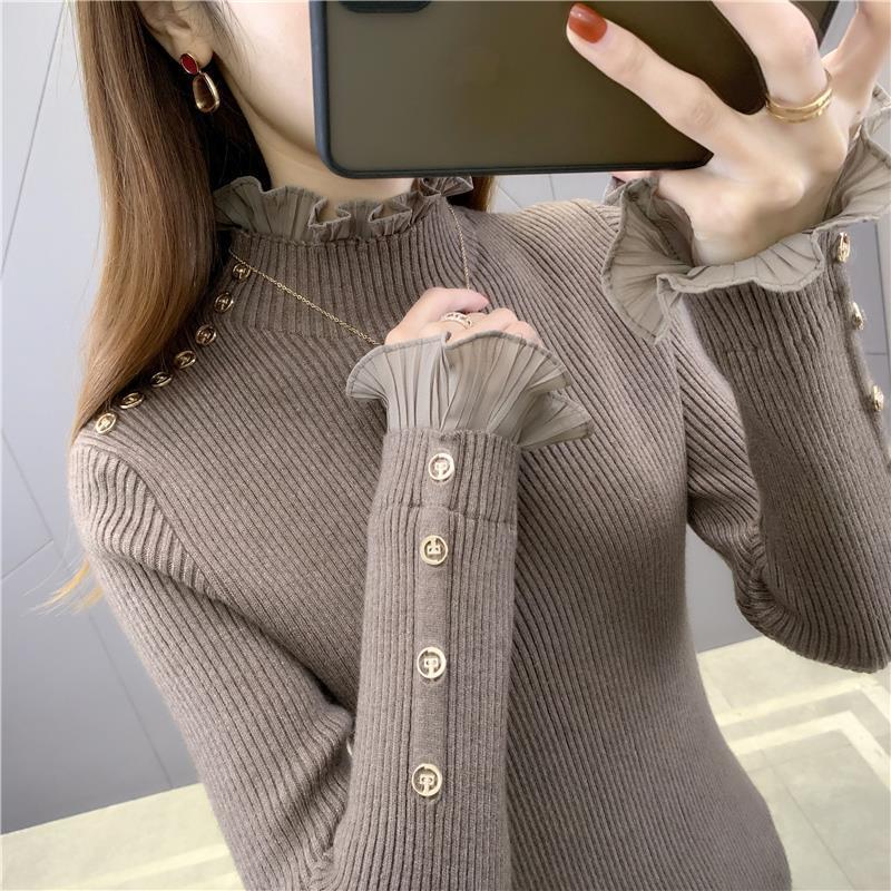 WTEMPO Сплошной цвет, свитер принцессы с рукавами и оборками, женская одежда, осенние повседневные вязаные пуловеры, универсальные милые топы L(50-55kg) темно-коричневого
WTEMPO Сплошной цвет, свитер принцессы с рукавами и оборками, женская одежда, осенние повседневные вязаные пуловеры, универсальные милые топы L(50-55kg) темно-коричневого