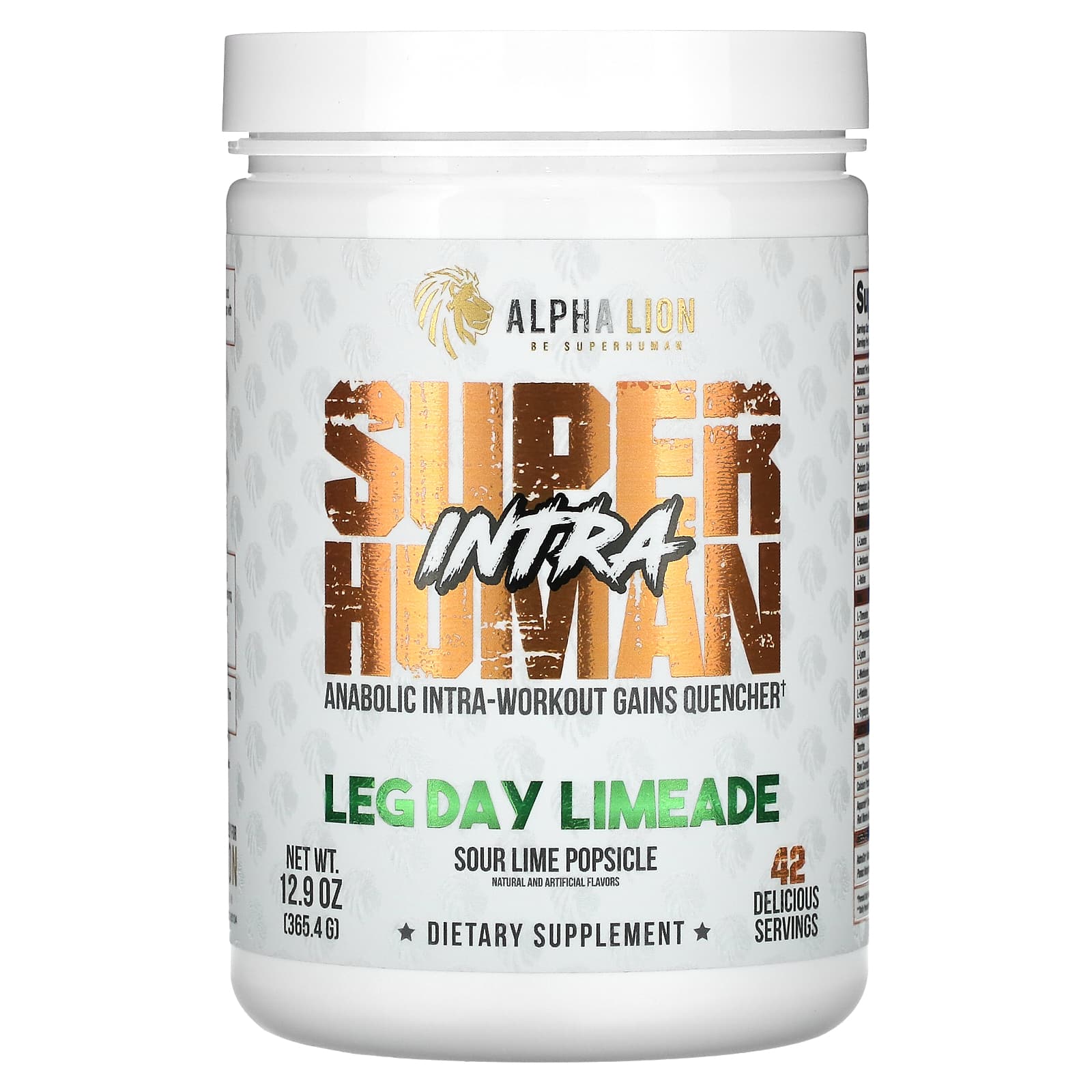 ALPHA LION, SuperHuman Intra, Leg Day Limeade, Sour Lime Popsicle, 365.4 g (12.9 oz)
ALPHA LION, SuperHuman Intra, Leg Day Limeade, Sour Lime Popsicle, 365.4 g (12.9 oz)