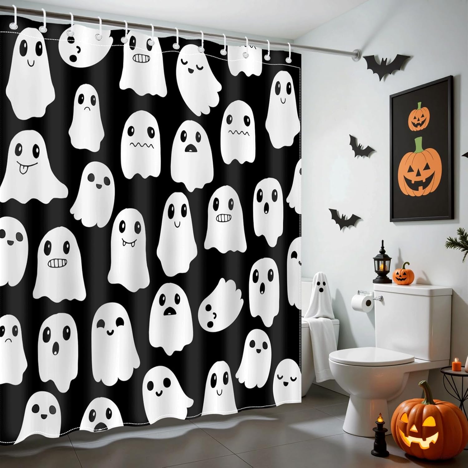 Halloween Shower Curtain For Bathroom Cute Funny Spooky Ghost Shower Curtain Waterproof Fabric Spooky Boo Ghost Decor Bath W60H190(CM)-1 Pcs
Halloween Shower Curtain For Bathroom Cute Funny Spooky Ghost Shower Curtain Waterproof Fabric Spooky Boo Ghost Decor Bath W60H190(CM)-1 Pcs