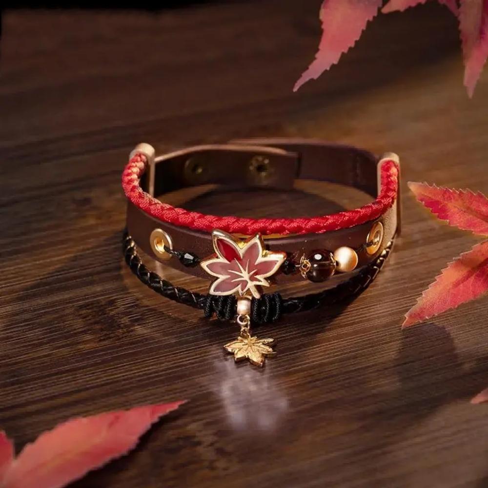 Game Genshin Impact Kaedehara Kazuha Cosplay Bracelet Leather Bracelets Leaf Hand Chain Unisex Bangle Party Props
Game Genshin Impact Kaedehara Kazuha Cosplay Bracelet Leather Bracelets Leaf Hand Chain Unisex Bangle Party Props