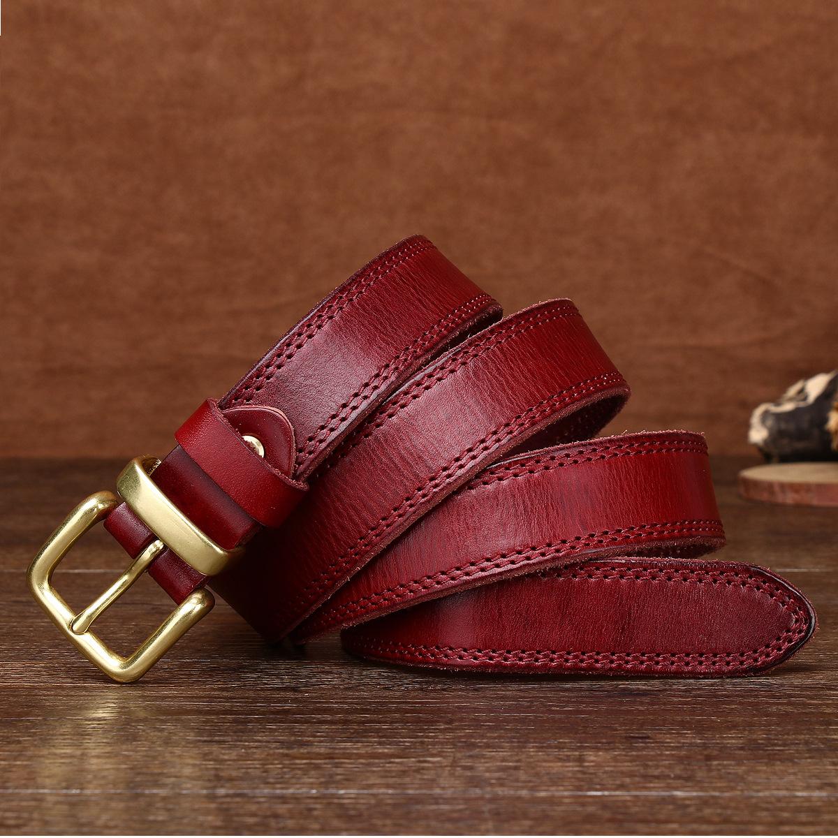 Ремень женский из натуральной кожи первого слоя, пряжка из чистой меди, пряжка из меди, пряжка из меди 115cm бордовый
Ремень женский из натуральной кожи первого слоя, пряжка из чистой меди, пряжка из меди, пряжка из меди 115cm бордовый