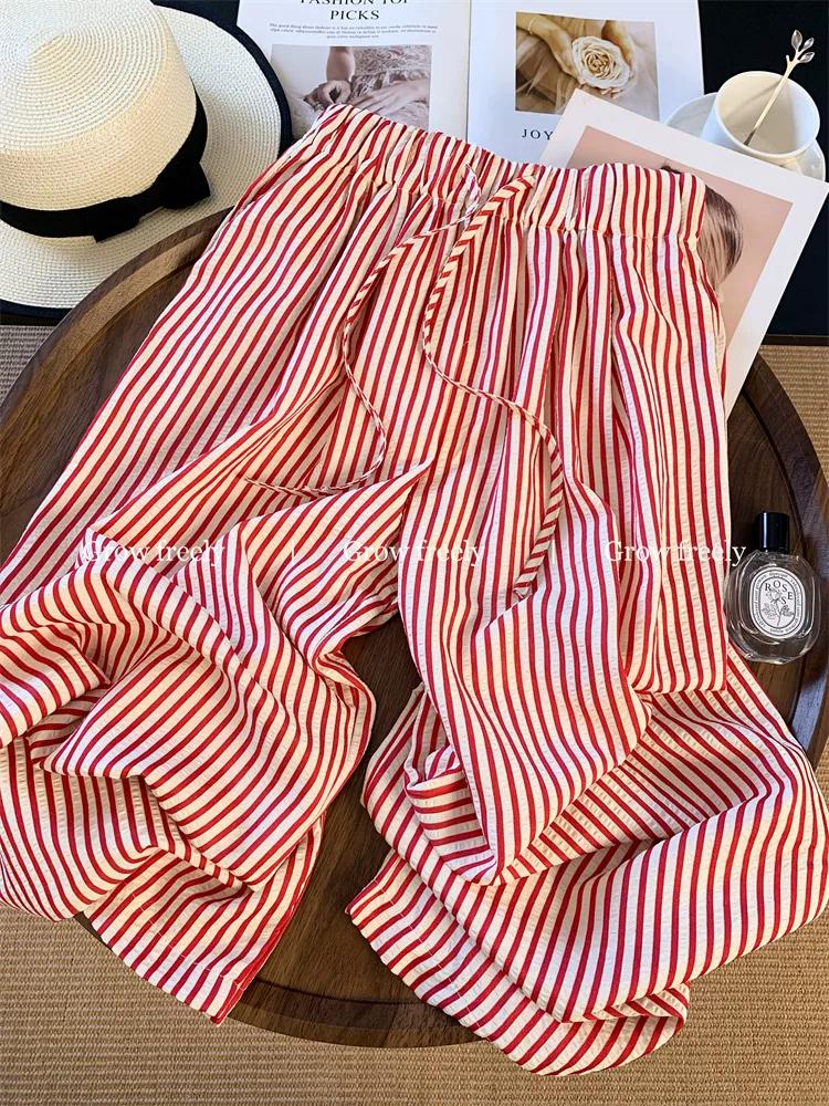 Grow Freely Red Striped Elastic High-Waisted Wide-Leg Casual Pants Summer Thin Drawstring Straight Long Pants M красный
Grow Freely Red Striped Elastic High-Waisted Wide-Leg Casual Pants Summer Thin Drawstring Straight Long Pants M красный