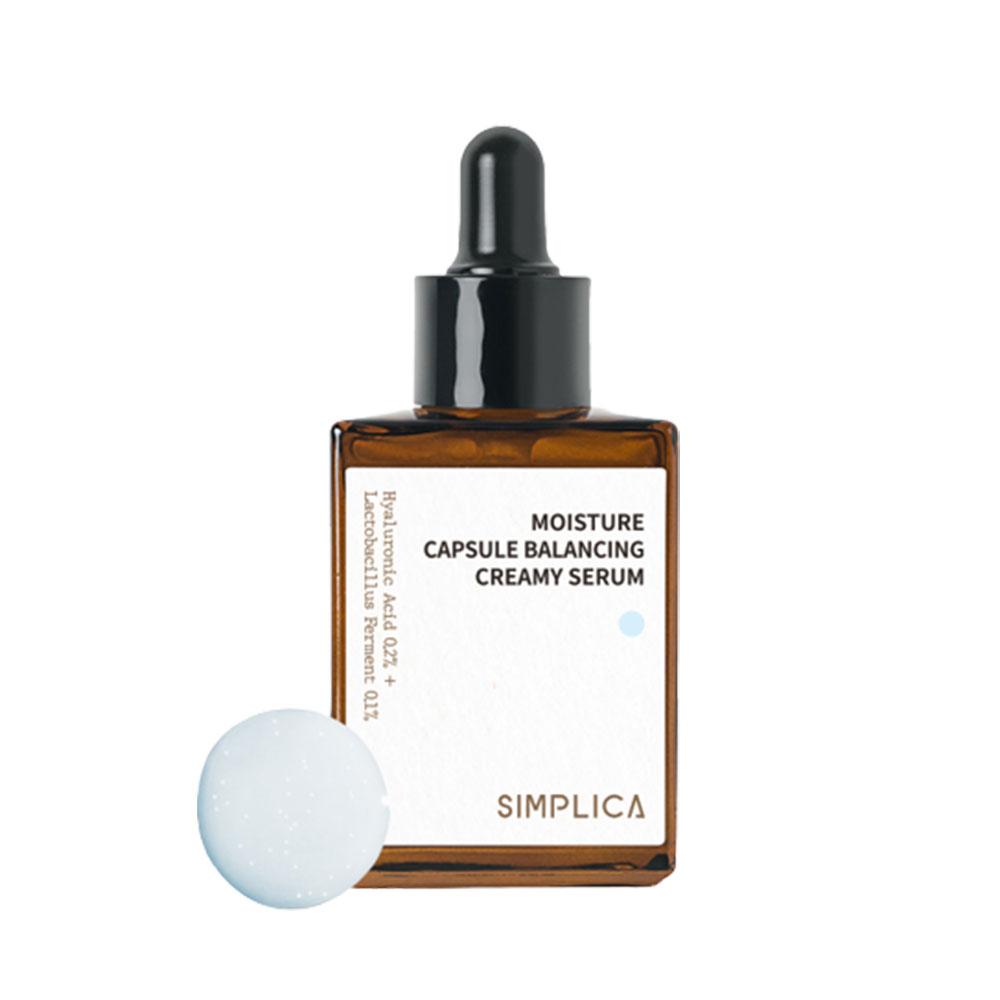 SIMPLICA Moisture Capsule Балансирующая кремовая сыворотка 30 мл Гипоаллергенный гиалуроновый увлажняющий крем с низким pH для веганов