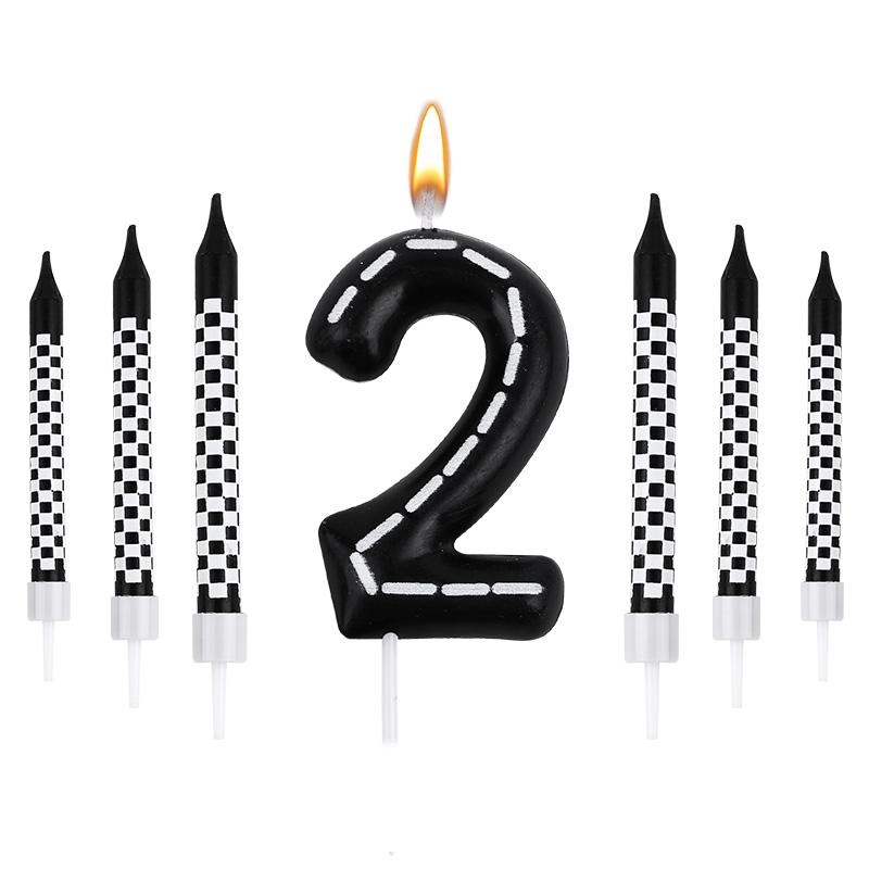 7Pcs Racing Cars Themed Birthday Candles Black White Checkered Number Cake Topper Kids Boys Birthday Party Decoration Supplies
7Pcs Racing Cars Themed Birthday Candles Black White Checkered Number Cake Topper Kids Boys Birthday Party Decoration Supplies