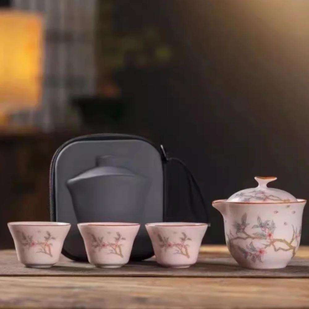 Portable Travel Tea Set Ceramics A Pot of Three Cups Set Car Outdoor Tea Infuser Handmade Gaiwan Beauty Tea Cup Teaware Five-piece Set
Portable Travel Tea Set Ceramics A Pot of Three Cups Set Car Outdoor Tea Infuser Handmade Gaiwan Beauty Tea Cup Teaware Five-piece Set