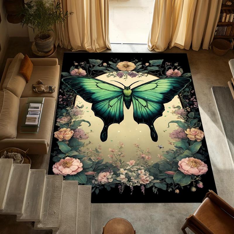Mysterious Butterfly Floral Rug Vintage Themed Carpet Stain-resistant Non-slip Living Room Dreamy Pastoral Gothic Decor Green 40x60CM
Mysterious Butterfly Floral Rug Vintage Themed Carpet Stain-resistant Non-slip Living Room Dreamy Pastoral Gothic Decor Green 40x60CM
