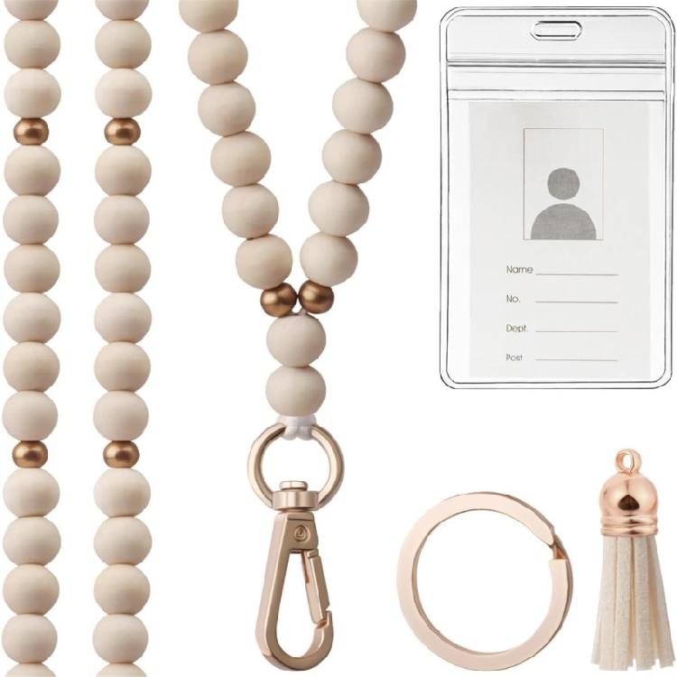 Badge Card Holder and Wood Beaded Lanyard for Women Wood Beads Neck Strap Lanyard with Swivel Clip Metal Keychain Hoop
Badge Card Holder and Wood Beaded Lanyard for Women Wood Beads Neck Strap Lanyard with Swivel Clip Metal Keychain Hoop