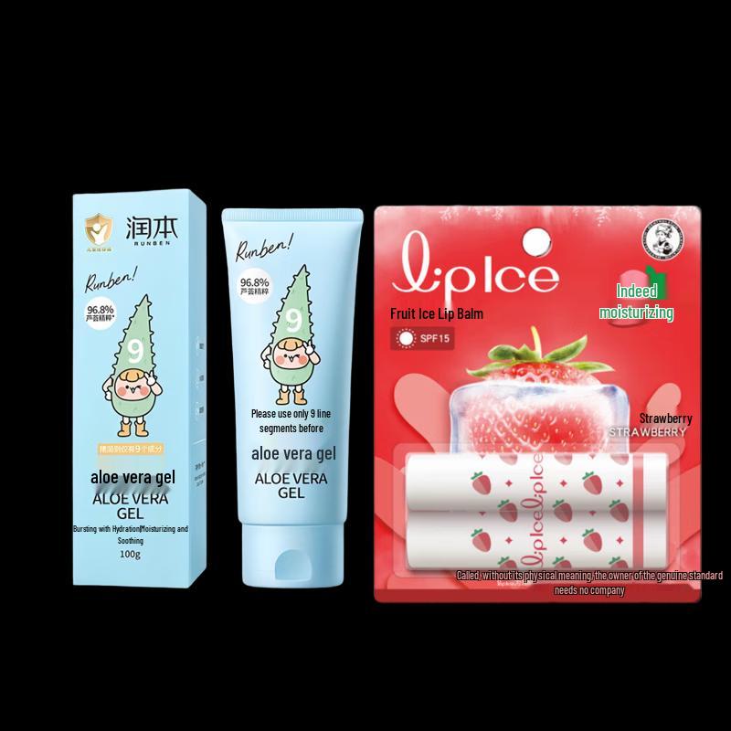 Mentholatum Fruit Lip Balm (Strawberry 2-Pack) & Runben Aloe Gel Set
Mentholatum Fruit Lip Balm (Strawberry 2-Pack) & Runben Aloe Gel Set