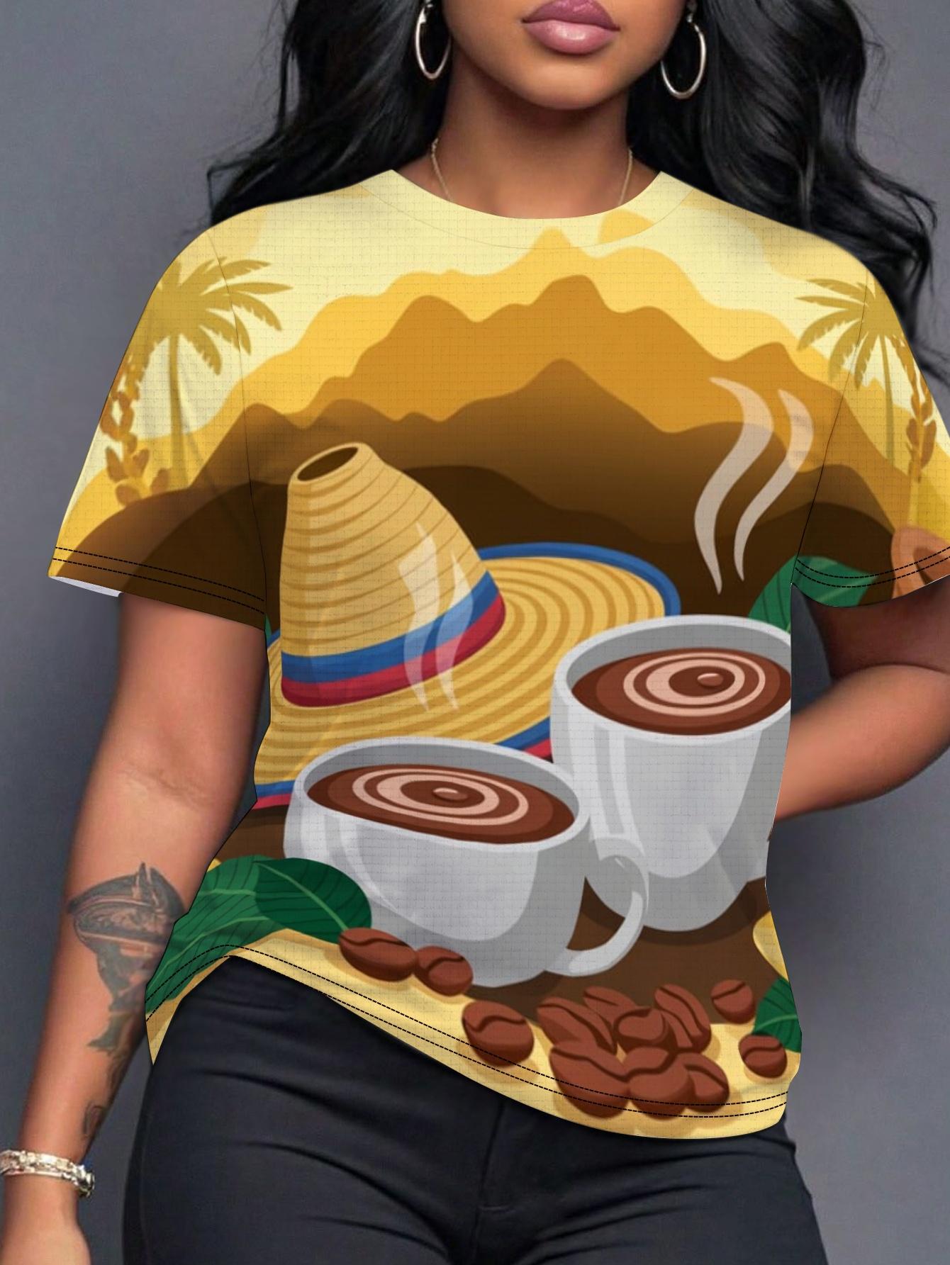 Women S Colombian Coffee Theme T-Shirt - Featuring Colombian Coffee Beans And Arabica Coffee Prints. This Casual Summer Top Is Suitable for Coffee Tas 3XL
Women S Colombian Coffee Theme T-Shirt - Featuring Colombian Coffee Beans And Arabica Coffee Prints. This Casual Summer Top Is Suitable for Coffee Tas 3XL