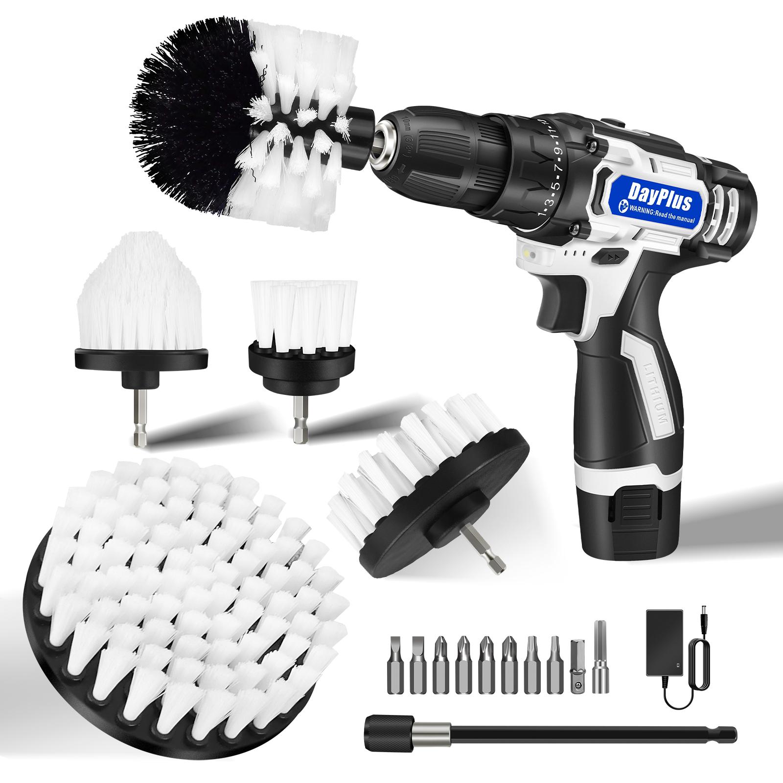 DayPlus 2-в-1 аккумуляторная дрель и электрическая щетка для чистки с вращающимся скруббером, комбинированный набор с аккумулятором и зарядным устройством, 25+1 бесключевой доступ, 6 щеток
DayPlus 2-в-1 аккумуляторная дрель и электрическая щетка для чистки с вращающимся скруббером, комбинированный набор с аккумулятором и зарядным устройством, 25+1 бесключевой доступ, 6 щеток