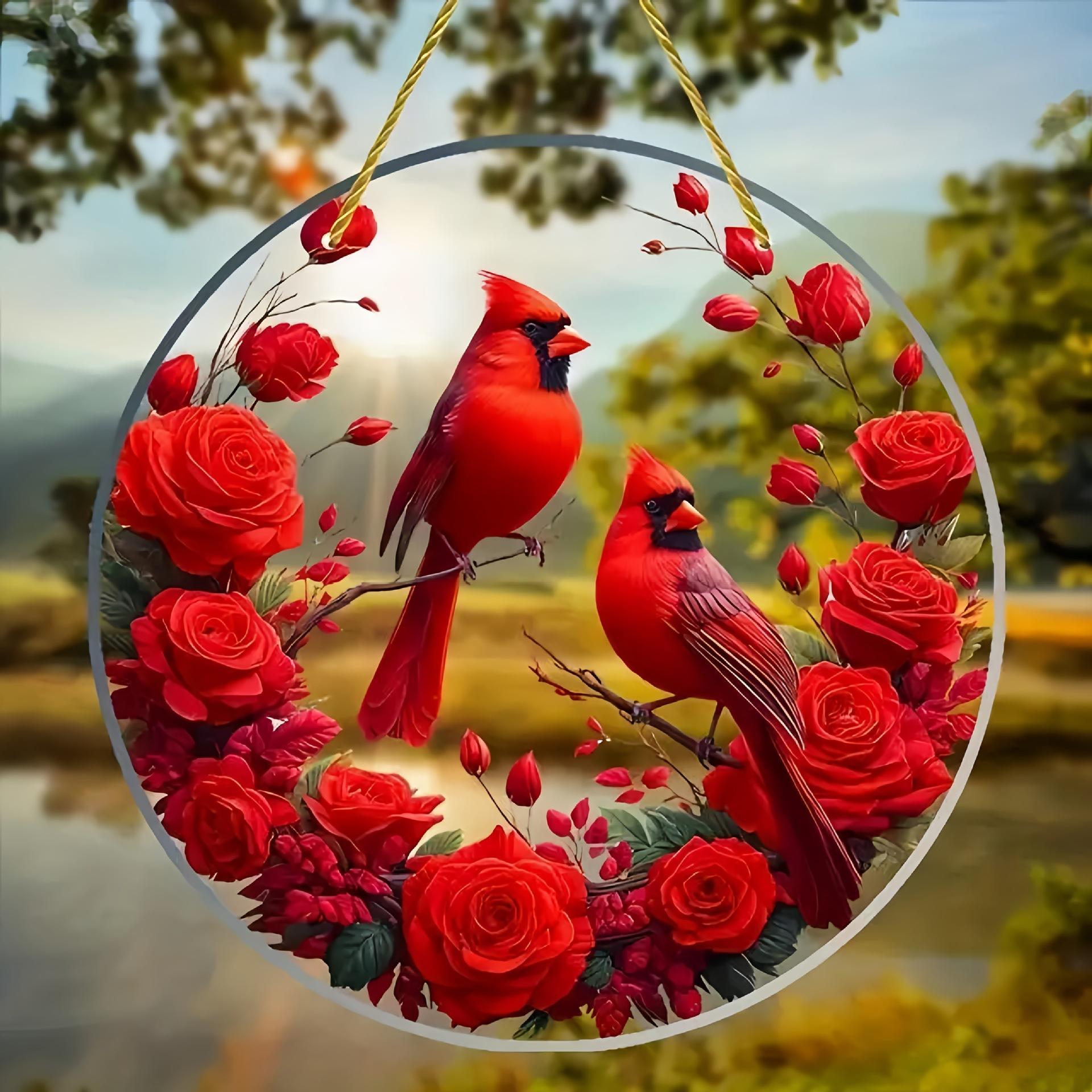 Vibrant Cardinal Bird Sun Catcher - Colorful Dyed Plastic Window Hanging Decoration, Acrylic Circular Sign, Garland Ornament, Four Seasons Decoration 15*15cm
Vibrant Cardinal Bird Sun Catcher - Colorful Dyed Plastic Window Hanging Decoration, Acrylic Circular Sign, Garland Ornament, Four Seasons Decoration 15*15cm