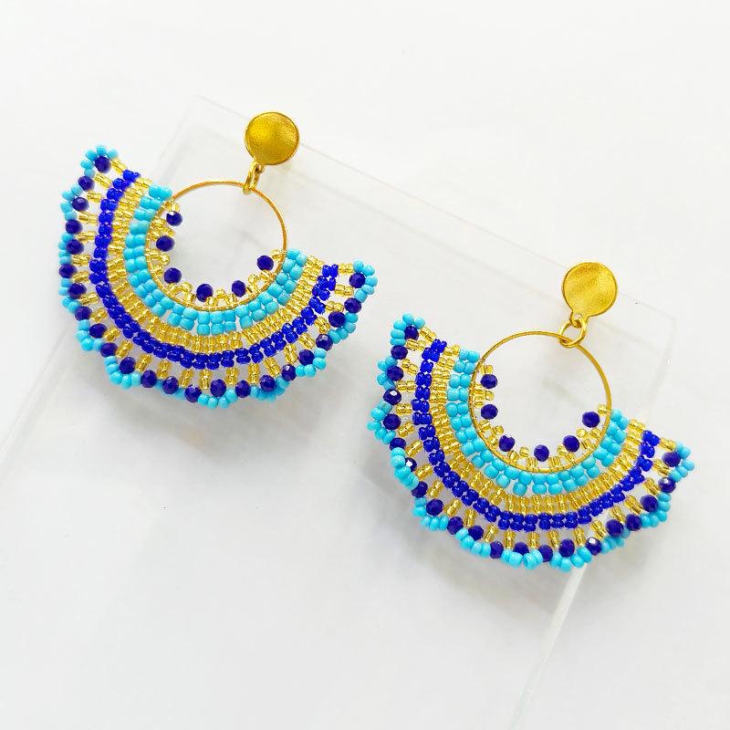 Handmade Seed Bead Fan Earrings: European & American Ethnic Style синий
Handmade Seed Bead Fan Earrings: European & American Ethnic Style синий
