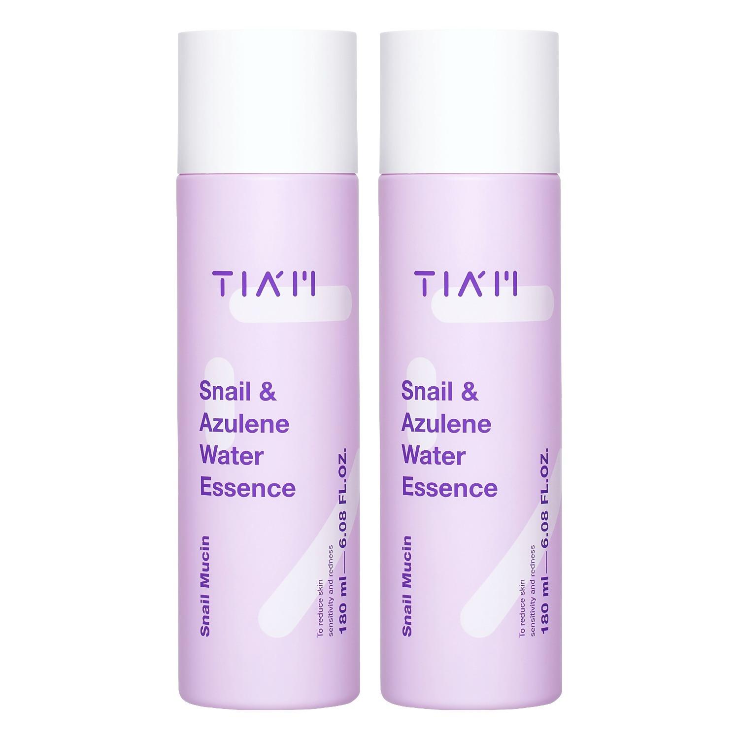TIA M Snail & Azulene Water Essence (Set of 2) - 87% Snail Mucin & Azulene Soothing Repair Essence, 180ml x 2
TIA M Snail & Azulene Water Essence (Set of 2) - 87% Snail Mucin & Azulene Soothing Repair Essence, 180ml x 2