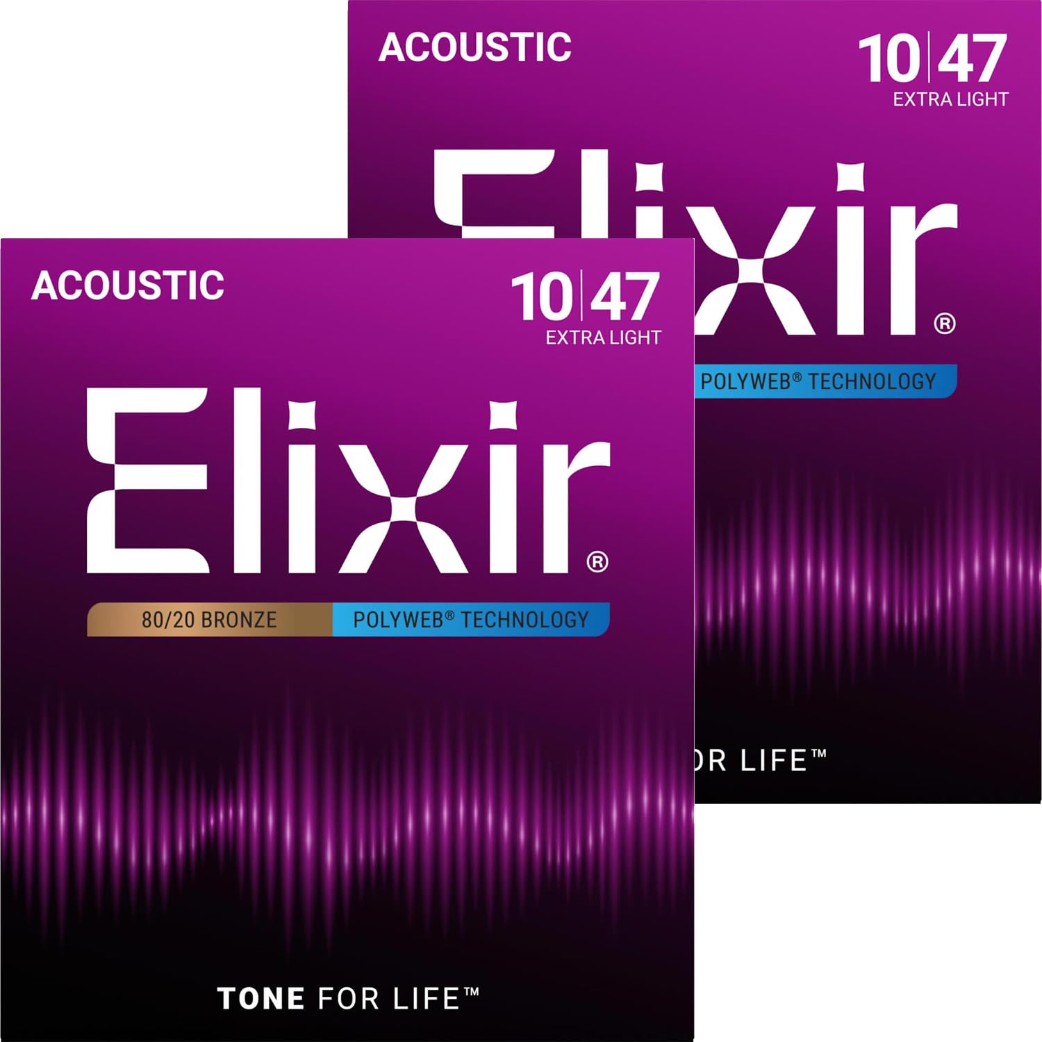 Elixir Acoustic Guitar POLYWEB Bronze Extra Light Set of 2 Strings, 80/20 .010-.047 #11000,
Elixir Acoustic Guitar POLYWEB Bronze Extra Light Set of 2 Strings, 80/20 .010-.047 #11000,