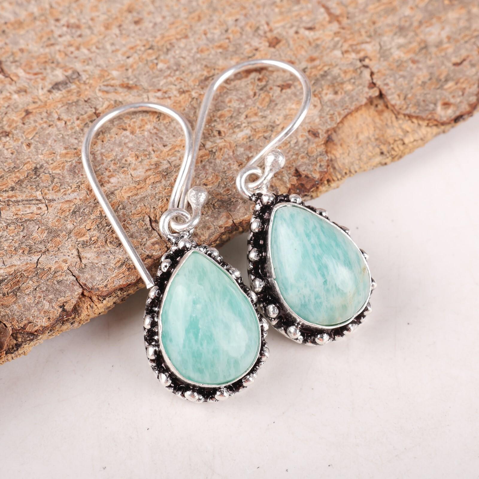 Natural Amazonite Gemstone 925 Sterling Silver Jewelry Dangle/Drop Earrings1.41 EE-97-26
Natural Amazonite Gemstone 925 Sterling Silver Jewelry Dangle/Drop Earrings1.41 EE-97-26