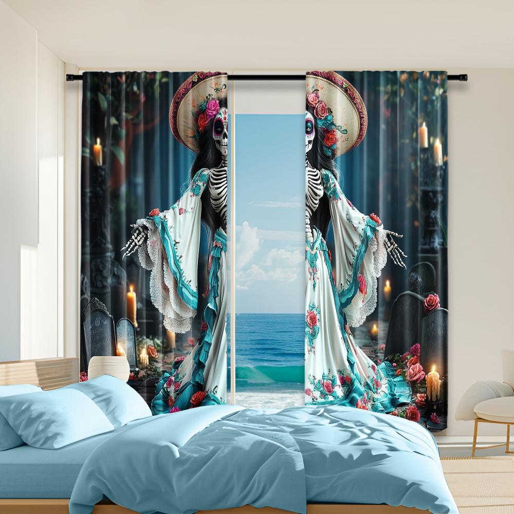 2 pcs versatile polyester transparent curtains for home decoration Day of the Dead Sugar Skull for use in bedrooms and living 100*130 Rod Pocket 1pcs
2 pcs versatile polyester transparent curtains for home decoration Day of the Dead Sugar Skull for use in bedrooms and living 100*130 Rod Pocket 1pcs
