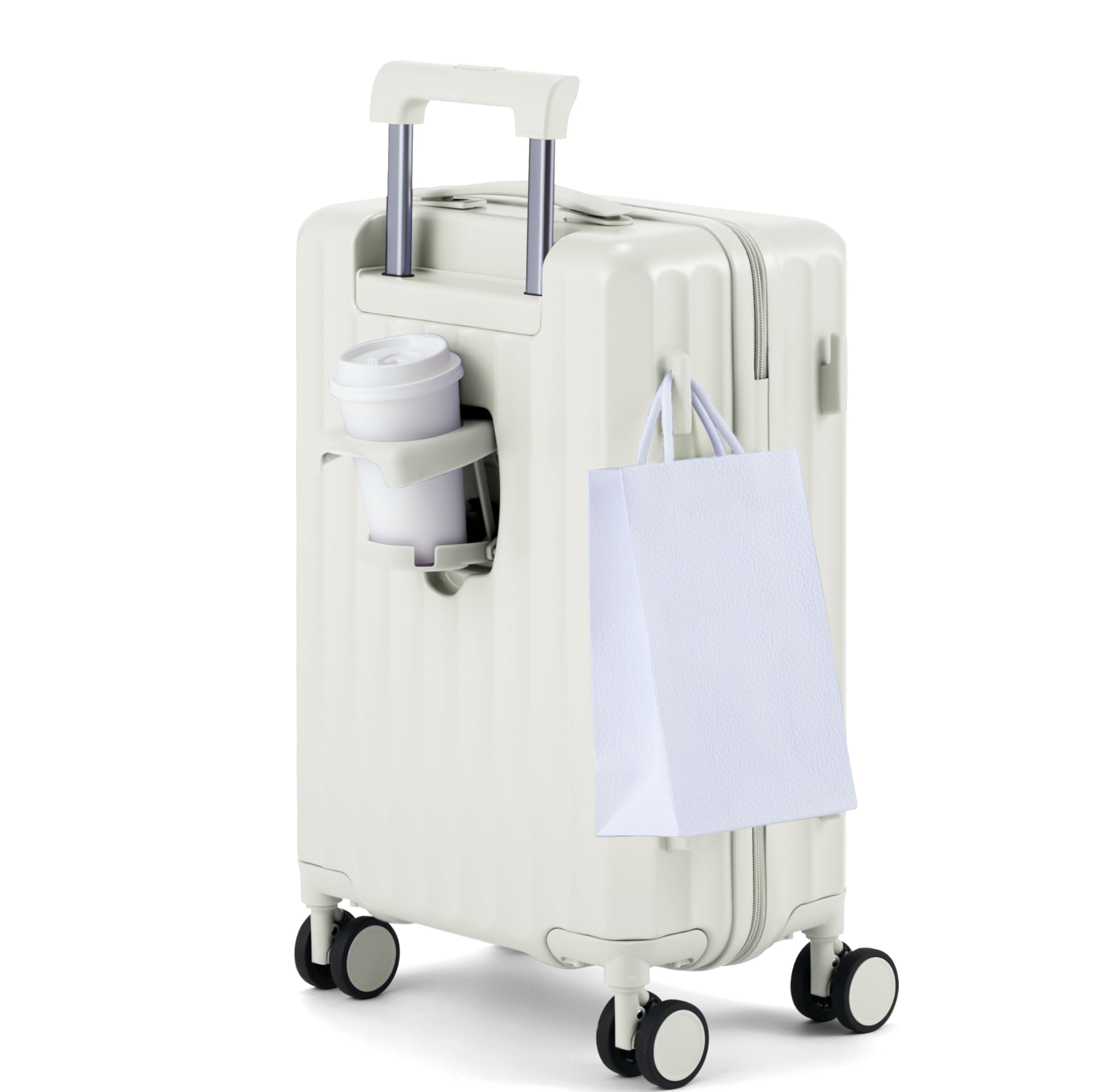 Carry case S size carry case with cup holder and Silent casters with suspension Lightweight large capacity TSA lock Carry bag Suitcase HOOKABLE слонова кістка
Carry case S size carry case with cup holder and Silent casters with suspension Lightweight large capacity TSA lock Carry bag Suitcase HOOKABLE слонова кістка