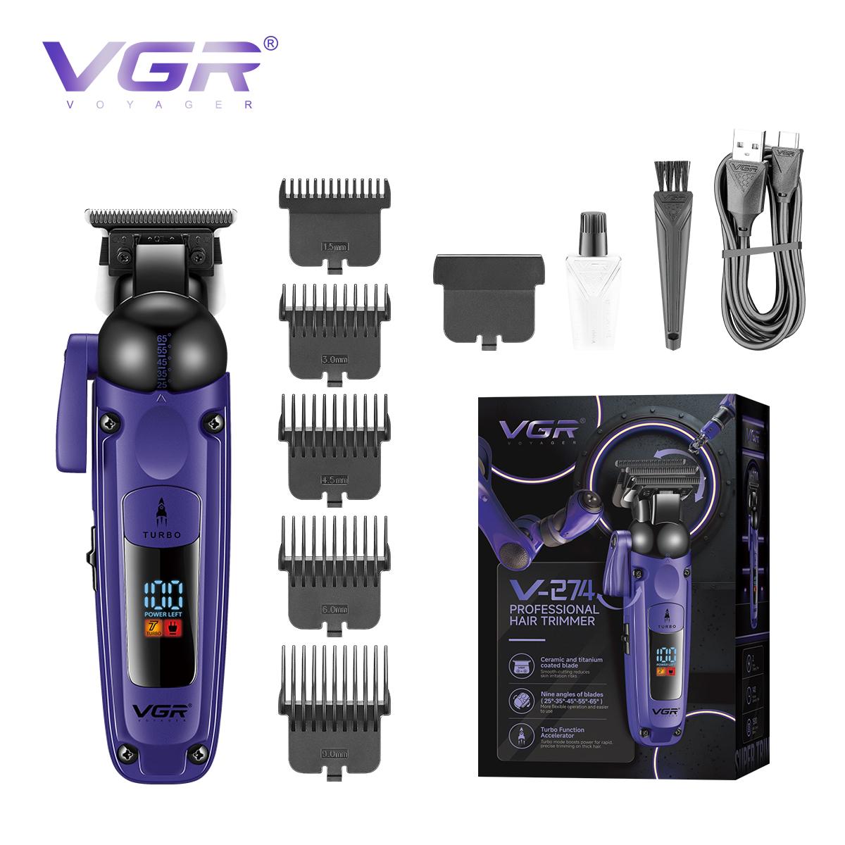 VGR Hair Trimmer Professional Barber Clippers Rechargeable Hair Cutting Machine Electric Trimmers LED Digital Display Hair Trimmer for Men V-274 фіолетовий
VGR Hair Trimmer Professional Barber Clippers Rechargeable Hair Cutting Machine Electric Trimmers LED Digital Display Hair Trimmer for Men V-274 фіолетовий