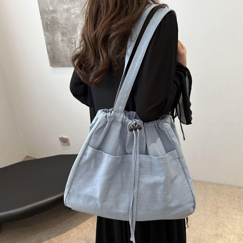 Leisure Oxford Drawstring Shoulder Bag Casual Canvas Bucket Bag Portable Denim Tote Bag Travel Style3
Leisure Oxford Drawstring Shoulder Bag Casual Canvas Bucket Bag Portable Denim Tote Bag Travel Style3