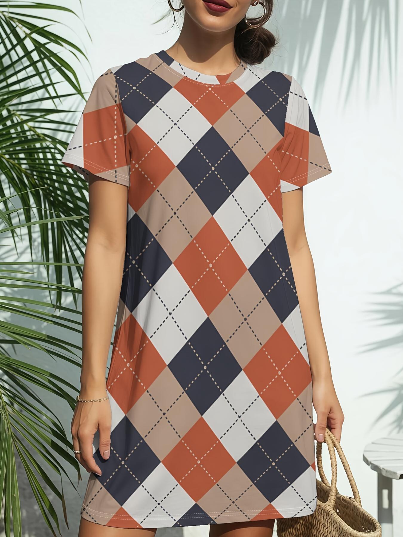 Women s Earthy Diamond Hues Short Sleeve T-Shirt Dress - Crew Neck Short Sleeve Blouse Dress with T-Shirt Top ; Dress Bottoms. Casual Spring Summer Ou 3XL дубильна кора
Women s Earthy Diamond Hues Short Sleeve T-Shirt Dress - Crew Neck Short Sleeve Blouse Dress with T-Shirt Top ; Dress Bottoms. Casual Spring Summer Ou 3XL дубильна кора