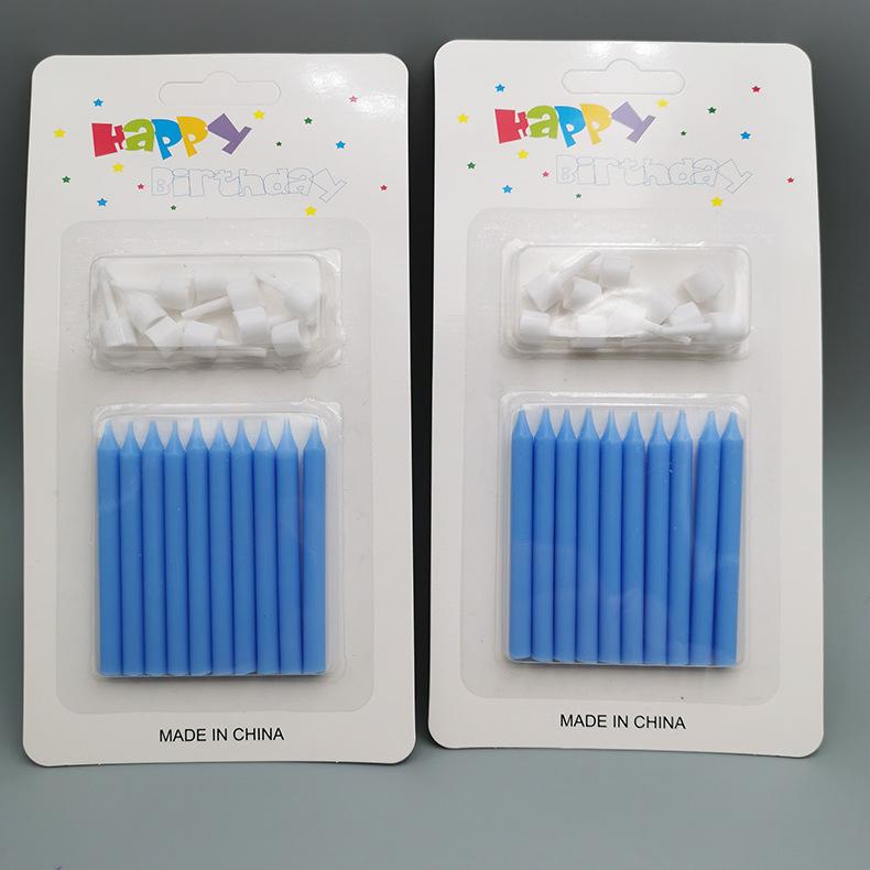 Красочные Тонкие Палочки для Выпечки, Декоративные Свечи для Торта на День Рождения, Креативные Глянцевые Свечи Пастельных Цветов с Подставкой milk blue
