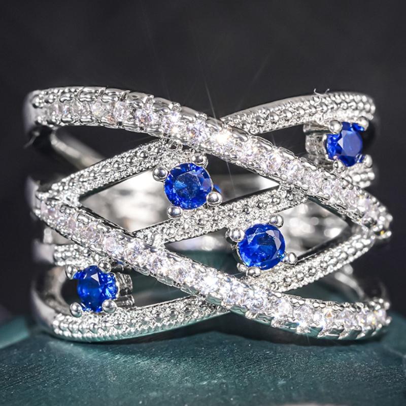 Huitan Brilliant Hollow-out Pattern Rings for Women Creative Blue Cubic Zirconia Gorgeous Finger Accessory Chic Wedding Zircon 6
Huitan Brilliant Hollow-out Pattern Rings for Women Creative Blue Cubic Zirconia Gorgeous Finger Accessory Chic Wedding Zircon 6