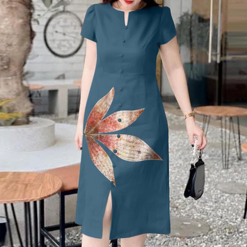 ZANZEA Women Printed Casual Crew Neck Short Sleeve Slit Side Dresses 5XL синій
ZANZEA Women Printed Casual Crew Neck Short Sleeve Slit Side Dresses 5XL синій