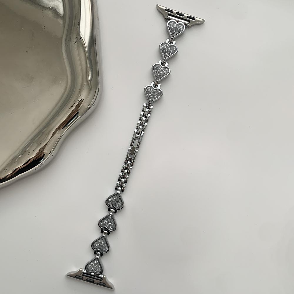 Glitter Heart Watch Strap for Apple Watch Series 10 42mm/9 8 7 41mm/6 5 4 SE (2022) SE (2023) SE 40mm/3 2 1 38mm Zinc Alloy Band Silver
Glitter Heart Watch Strap for Apple Watch Series 10 42mm/9 8 7 41mm/6 5 4 SE (2022) SE (2023) SE 40mm/3 2 1 38mm Zinc Alloy Band Silver