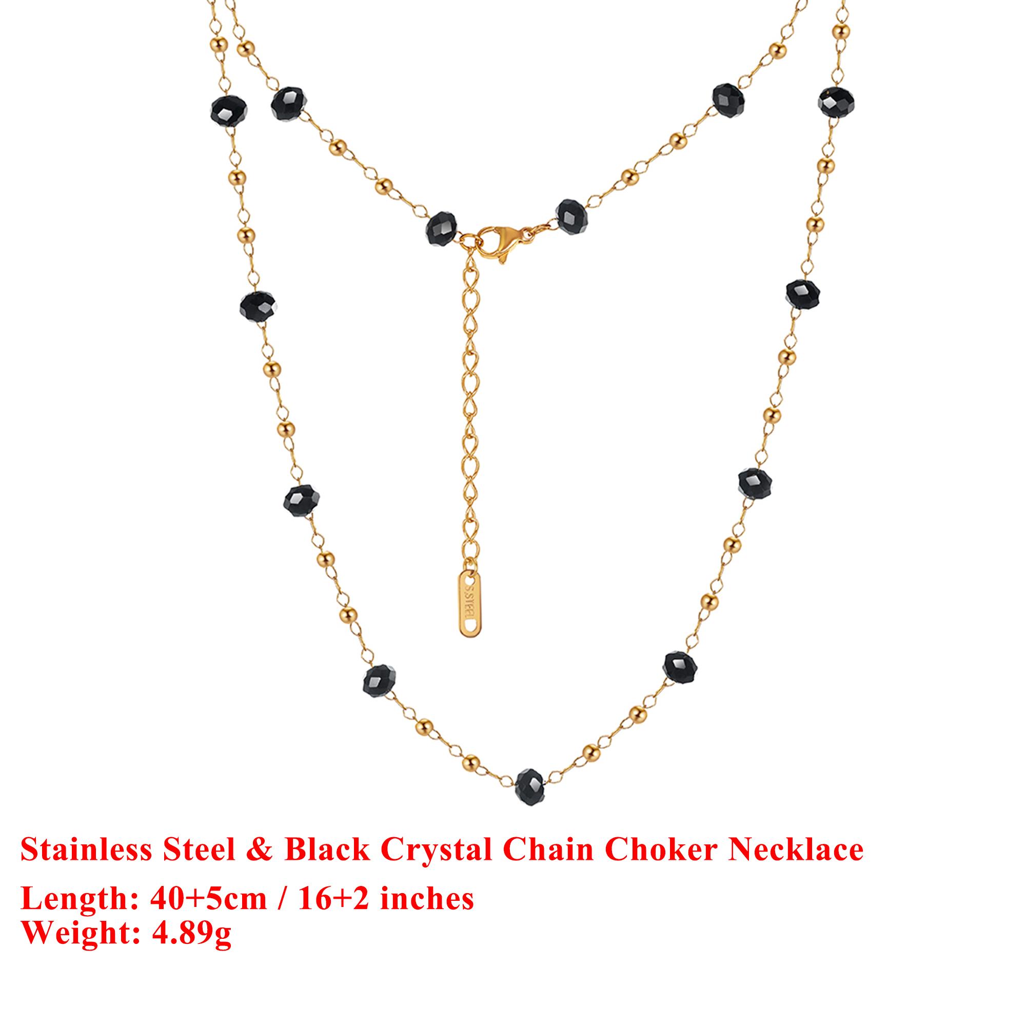 EFFIE QUEEN Stainless Steel 18k Gold Black Crystal Chain Choker Necklace Banquet Jewelry for Women Wedding Party Vacation STMN05
EFFIE QUEEN Stainless Steel 18k Gold Black Crystal Chain Choker Necklace Banquet Jewelry for Women Wedding Party Vacation STMN05