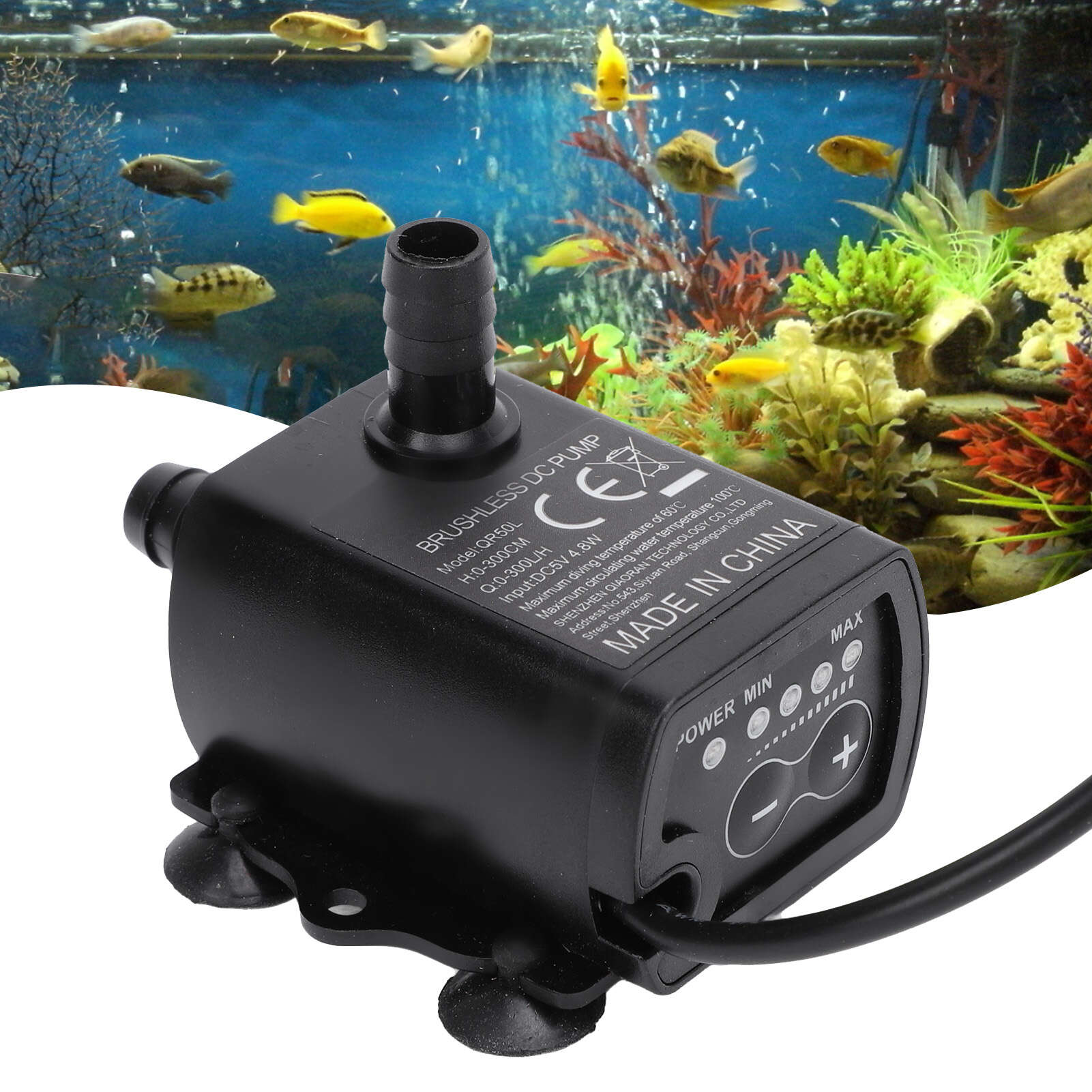 Submersible Water Pump Aquarium Fountain with Flow Adjustment Function USB Interface DC 5V 4.8W 300L/H Lift 300cm for Pond Fish Tank
Submersible Water Pump Aquarium Fountain with Flow Adjustment Function USB Interface DC 5V 4.8W 300L/H Lift 300cm for Pond Fish Tank
