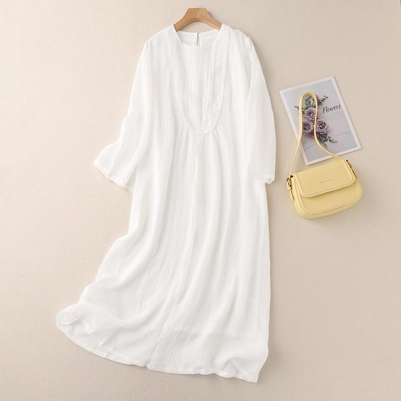 New Style Lightweight Ramie Embroidered Long Flare Dress with Double Layer and Round Neck XL білий
New Style Lightweight Ramie Embroidered Long Flare Dress with Double Layer and Round Neck XL білий